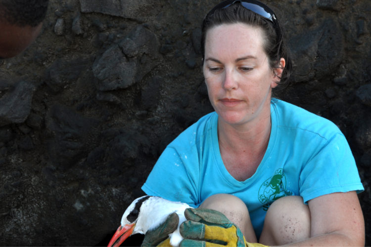 Hannah Madden with Red-billed Tropicbird